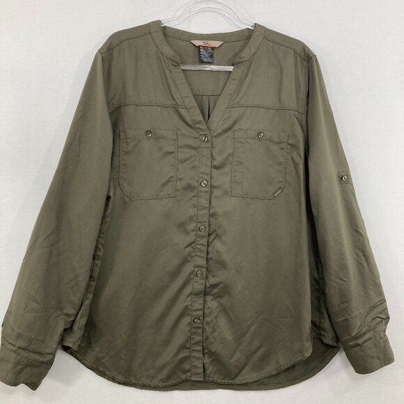 5.11 Tactical Women's size XL Olive Green Split Neck Leslie Button Down - Picture 1 of 9